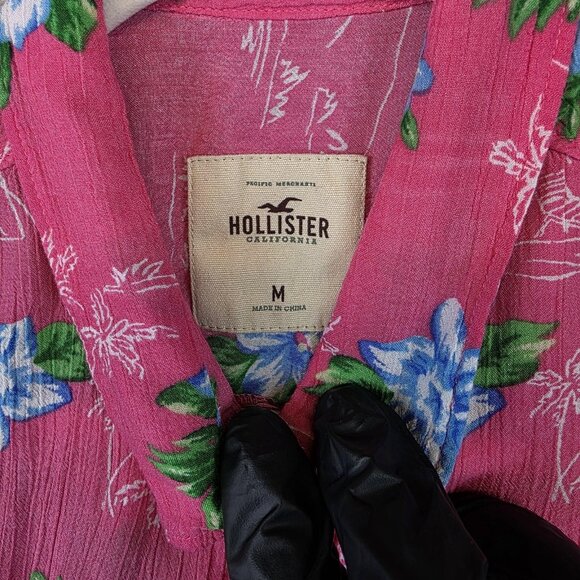 Hollister Shirt Womens Medium Floral Sleeveless Button Up Hawaiian Summer Top - Picture 2 of 7